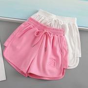 女童白色短裤夏季2023洋气儿童装，宽松休闲外穿薄款运动短裤子