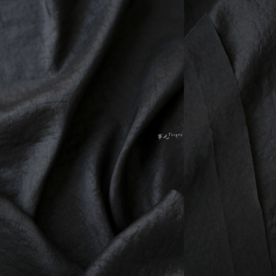 事儿双面黑香云纱面料—100%真丝龟裂纹莨绸设计师布料半米价