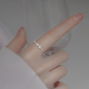 蝴蝶结戒指女设计小众食指戒指女时尚个性925银戒指2022年潮