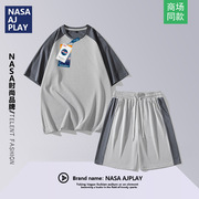 NASA短袖短裤套装男夏季潮流学生帅气搭配夏装休闲运动两件套