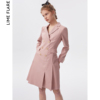 莱茵2023秋季粉色格子西装裙商场同款职业气质高级正式连衣裙