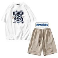 男生休闲套装短袖t恤男士夏季韩版潮流衣服，一套搭配宽松运动短裤