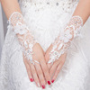 新娘结婚手套白色婚纱手套，蕾丝短款婚礼，婚庆配饰大码绑带露指