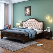 美式实木床1.8米轻奢双人床现代简约1.5米公主床，白色欧式主卧婚床