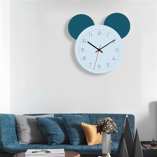 创意时钟老鼠挂钟可爱简约客厅钟表书房时尚儿童房卧室静音挂墙钟