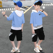 男童夏装短袖套装韩版中大童字母时髦帅气儿童薄款短裤两件套潮