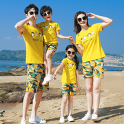 海边度假沙滩亲子装夏装父子母子母女大码套装一家三口四口全家装