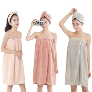 直供可以穿的浴巾女浴袍可穿可裹巾成人比吸水套装珊瑚绒