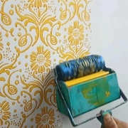 7寸印花滚筒液体壁纸墙纸艺术，漆涂料滚刷墙神器玫瑰花印花机墙面