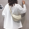 日系帆布小包包女2025新款休闲百搭斜挎包白色轻便运动单肩饺子包