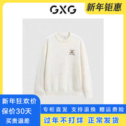 gxg男装毛衣2023冬季米白色刺绣，休闲圆领线衫gex12029574