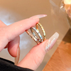 蜂巢钛钢戒指女小众设计高级感素，圈戒指女时尚，个性锆石尾戒食指环