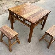 椅子家具桌子凳子实木户外餐桌老榆木围炉茶桌，冰茶煮茶火锅餐桌