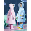 儿童连帽雨衣 男童女童雨披 小学生带书包位 纯色中长款带安全条