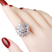 高档会动的水晶花食指戒指女夸张大个性装饰指环时尚气质潮人饰品