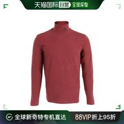 香港直邮armanicollezioni男士，枣红色多材质，高领长袖t恤衫scm1