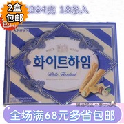 韩国进口crown可拉奥蛋卷，284g可来运奶油榛子瓦可瑞安威化饼干