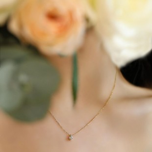 Fraischic「音符」 原创设计18K黄金钻石项链锁骨链女生日礼物女
