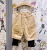 韩国中小童装秋冬季男女童宝宝黄色条绒假两件长裤子儿童靴裤