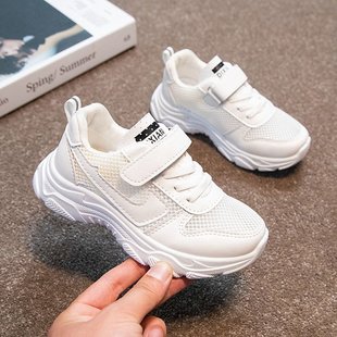 儿童小白鞋运动鞋2021夏季女童网面透气童鞋男童防滑跑步鞋潮