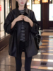 黑色皮衣外套女2024年春皮季夹克宽松洋气衬衣中长款风衣.