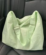 简约小清新大容量上课帆布包包女ins风薄荷绿托特包便携购物袋