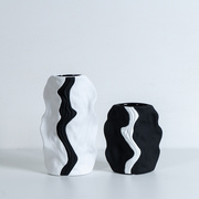 北欧创意几何黑白色陶瓷花瓶花店展厅吧台桌面工艺品摆件