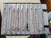 珍珠项链收纳袋挂件卷包耳环，格子分隔绒布包，透明手镯链子戒指牌子