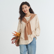 UGIZ23年冬季韩版女装细条纹毛衣+披肩圆领减龄针织衫UDWG803