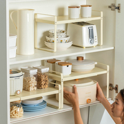 碗碟收纳架可伸缩厨房，置物架台面橱柜内隔板，分层架调料架碗架锅架