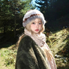 川西旅游拍照显脸小兔毛渔夫帽冬季女大头围户外雪山毛绒保暖帽子