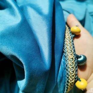 复古蓝点睛定制 欧式法式美式轻奢油画丝绒天鹅绒布料飘窗帘