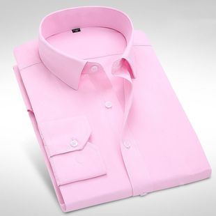 2022春秋白衬衫男士潮，流痞帅气衬衣内搭长袖，粉红色上衣服男装