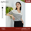 IVYKKI艾维2023夏季韩版宽松百搭条纹针织衫短袖T恤POLO衫女