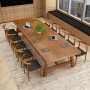 简约现代实木办公桌会议桌工作台原木洽谈桌创意台式电脑桌椅组合
