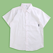 儿童衬衫夏装短袖，男童中小学生校服纯棉纯白色上衣，小孩演出服衬衣