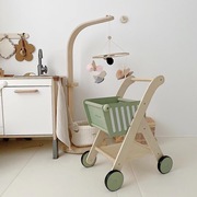 宝宝小型购物车玩具，木制过家家超市儿童，小推车室内婴儿网红学步车