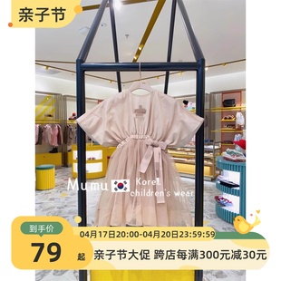 潮范童装定制2023韩版夏季女童连衣裙蝙蝠袖收腰纱裙公主裙