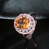 天然黄水晶戒指s925纯银镶嵌彩宝奢华黄晶宝石，指环开口可调节