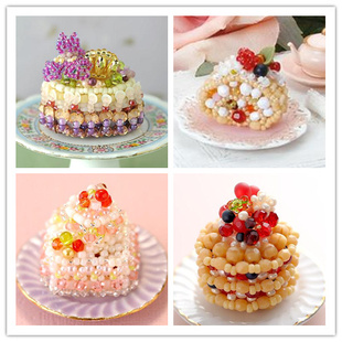 diy手工串珠材料包成品(包成品)挂饰，小蛋糕迷你甜点，水果卷日文走线装饰品