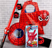 蜘蛛侠面具儿童发光头套手套发射器披风斗篷盾牌玩具男童演出服装