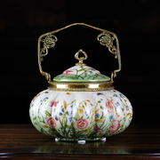 欧式创意摆件陶瓷配铜客厅家居装饰品酒柜工艺品摆设美式南瓜提壶