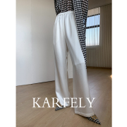 KARFLY/搭配神器！重磅醋酸缎面阔腿裤垂坠有型高腰拖地裤松紧腰