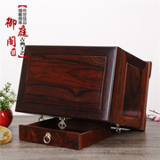 高档独板大红酸枝首饰盒，实木质中式复古多层珠宝箱，带锁高档红木收