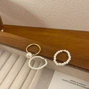 施家轻奢珍珠串珠弹力绳戒指，不挑手围的复古气质淡水珍珠指环