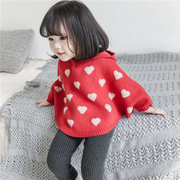 0-3周岁女童毛衣幼童春秋外套，1大红色斗篷，连帽防风披肩宝宝蝙蝠衫