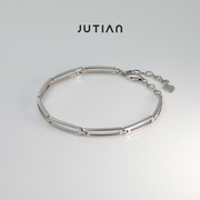 jutian高级感纯银手链女个性，简约气质链条时尚冷淡风质感银饰礼物