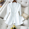白色通勤OL西装外套舒适薄款西装中长款一粒扣气质小西服女装