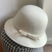 赫本风羊毛呢渔夫帽，女款法式复古小香风，礼帽盆帽优雅气质名媛帽子