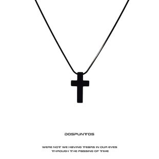 dospuntos爱的激流黑色十字架，暗黑项链钛钢嘻哈毛衣链朋克欧美